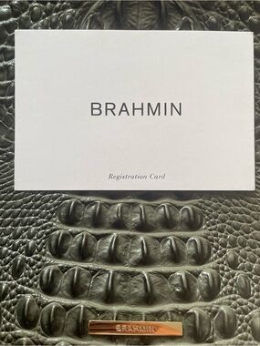 Brahmin Olive Croc-Embossed Leather Interior with Gold Accent